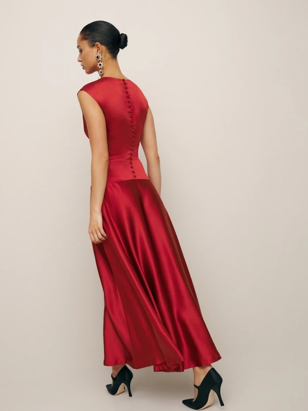 Reformation Scarlet High-Low Satin Dress - Picture 3 of 7